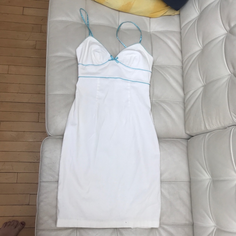 Baby blue trim bustier dress
